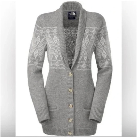 The North Face Sweaters - The North Face Jacquardigan Cardigan Button Wool Blend Sweater size medium